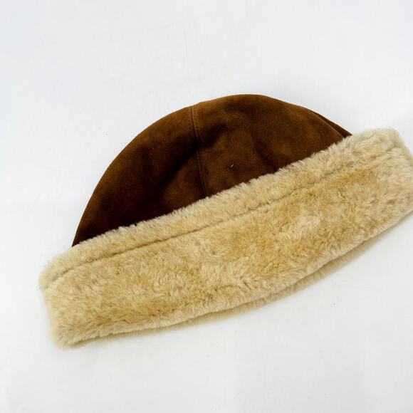 L.L. Bean vintage Sherpa lined suede beanie - Picture 2 of 6